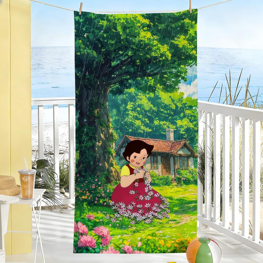 Cartoon H-Heidi Strandhandtuch von JINGYUE Pet, schnelltrocknend und sanddicht, B/H: 40 x 70 cm, mehrfarbig - Bild 1