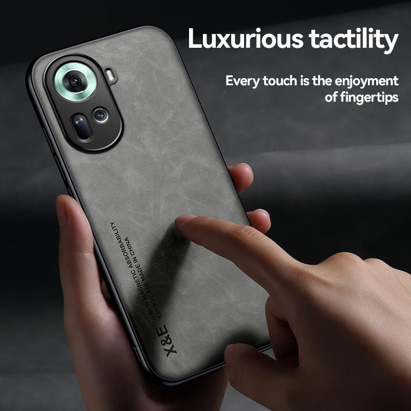 OPPO Reno11F 5G Hülle mit integrierter Metallplatte für magnetische Autohalterungen und weicher Rückseite in Leder-Optik - Bild 2