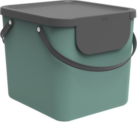 Rotho Müllsystem Albula Recycling-System mit Klappdeckel, 40 l, Mistletoe Green - Bild 1