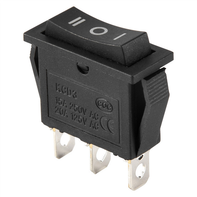 3-poliger SPDT Schnappwippschalter mit 3 Positionen Ein-Aus-Ein in Schwarz, AC 15A/250V 20A/125V - Bild 1