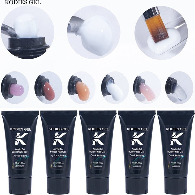 Kodies Gel Poly Nagel Gel, 30 ml, klar milchig weiß, glänzend - Bild 1