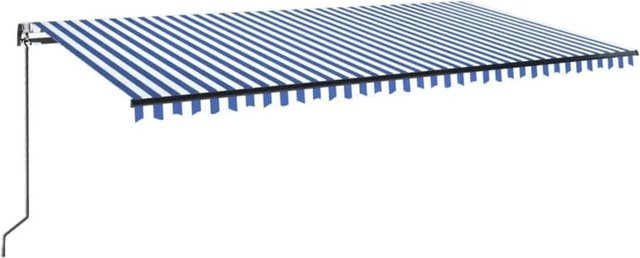 vidaXL Automatische Markise mit LED, Windsensor und Fernbedienung, Blau-Weiß gestreift, B/T: 600 x 350 cm - Bild 1