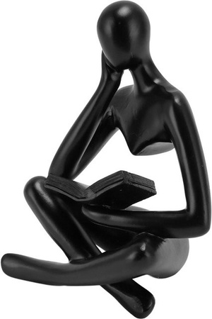 Denker Lesestatue von mfySpace als abstrakte Kunstfigur aus Harz in Schwarz zur Dekoration für dein Wohnzimmer oder den Schrank