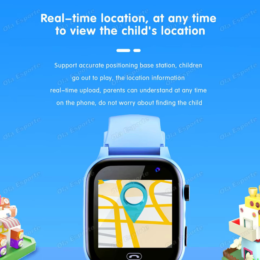 Ola Esporte Mini-Smartwatch für Kinder in Pink mit 4G-SIM-Karte, SOS-Ortung, Anruffunktion und Kamera - Bild 1