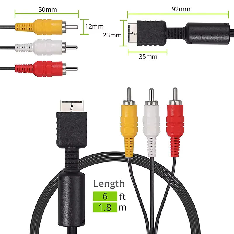 TECTINTER RCA AV Splitter Kabel für PlayStation PS1 PS2 PS3, Schwarz - Bild 4