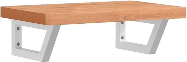vidaXL Waschbeckenregal zur Wandmontage aus Stahl und Massivholz Buche in Dunkelbraun-weiß - Bild 1