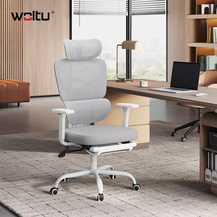 WOLTU Ergonomischer Bürostuhl in Schwarz mit verstellbarer Kopfstütze, Netzstoff und Armlehnen, drehbarer Schreibtischstuhl für das Home Office - Bild 2