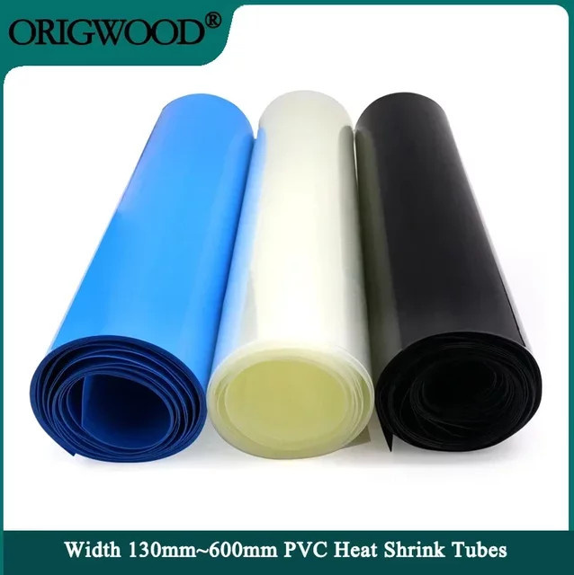 PVC-Schrumpfschlauch-Pack für 18650 Lithium-Batterien, isolierte Schrumpffolie für Gehäuse und Kabelhülsen, Breite: 130 mm bis 600 mm - Bild 1