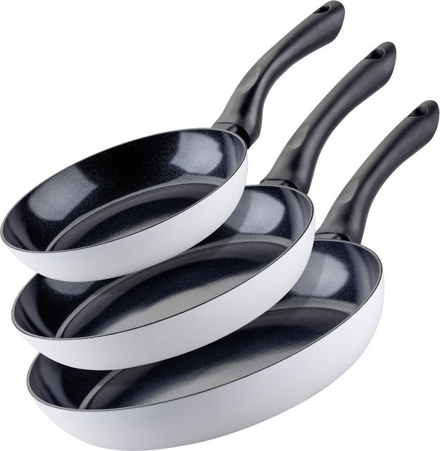 Fackelmann Bratpfannen-Set Arcadalina, 3-teilig, Keramik, Weiß, Durchmesser: 20 cm, 24 cm, 28 cm - Bild 1