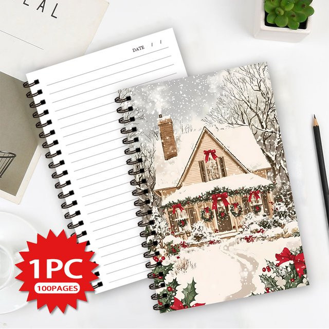 Notizbuch der Snowy Cabin-Serie mit linierten Seiten in Multicolour für Damen und Herren - Bild 1