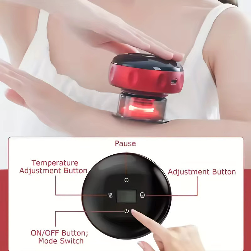 Vakuum-Schröpfgerät mit Wärmefunktion und elektrischer Saugmassage, Rot, Unisex - Bild 6
