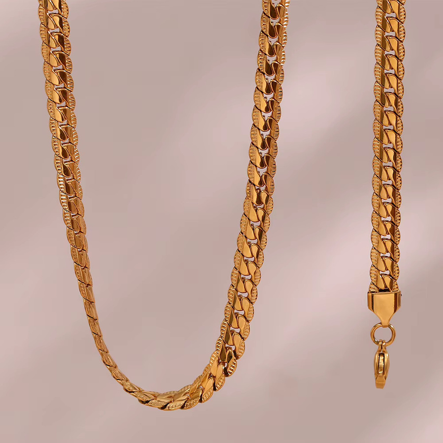 MAGIC ZONE Halskette, Schlange Kette, Edelstahl, Gold, 6mm, Unisex, Vintage - Bild 4