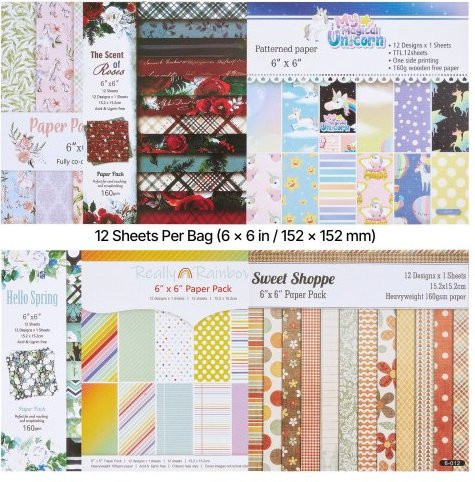 VEVOR Scrapbook-Papier Set mit 72 Blättern in Multicolor, gemischtes Spezialmusterpapier für Stanz- und Prägemaschinen, ideal für Scrapbooking, Kartenherstellung und DIY-Bastelarbeiten, Breite: 152 mm - Bild 1