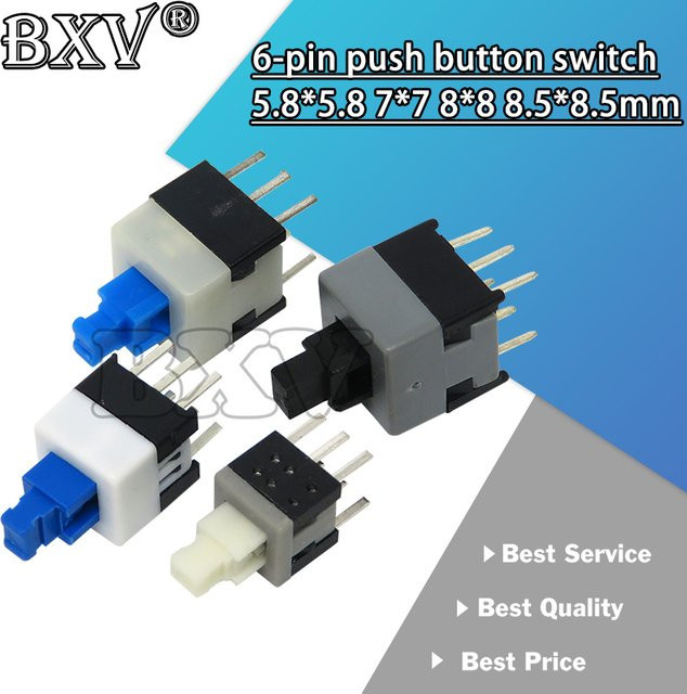 10er Set selbstsichernde 6-polige Push-Tactile-Power-Mikroschalter als Kit in verschiedenen Größen: 5,8 x 5,8 mm, 7 x 7 mm, 8 x 8 mm und 8,5 x 8,5 mm - Bild 1