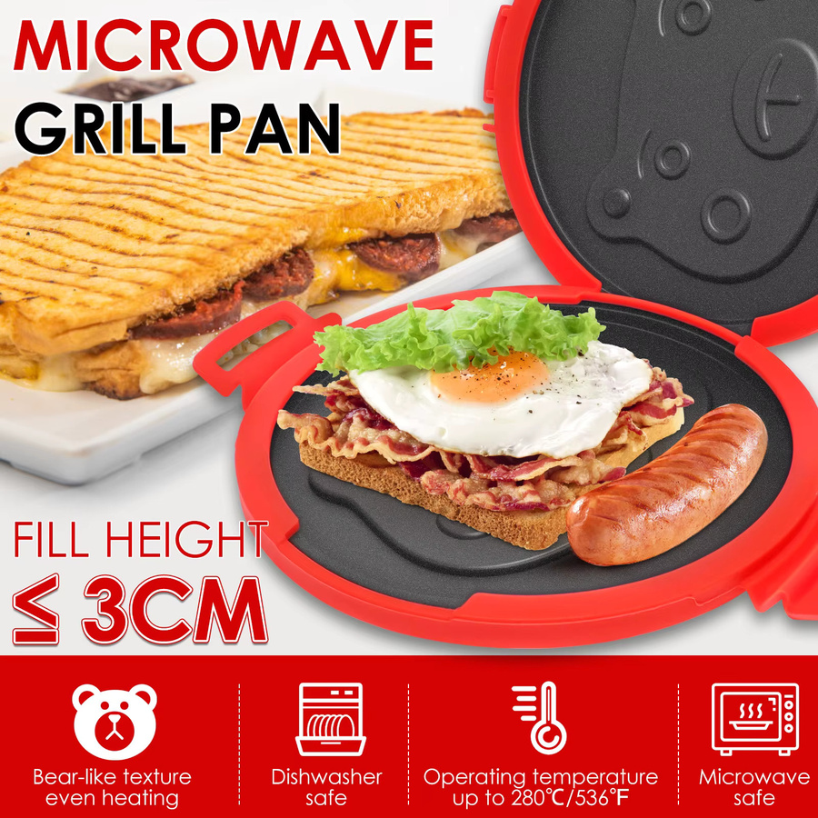 Willstar Mikrowellen-Sandwich-Grill aus Silikon in Rot, quadratisch und antihaftbeschichtet - Bild 5