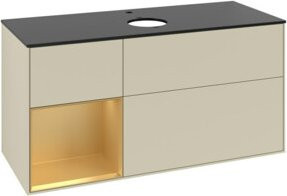 V&B Waschtischunterschrank Finion in Lackausführung mit goldenen Griffen, Breite: 120 cm, Tiefe: 50,1 cm, Höhe: 50,1 cm - Bild 1