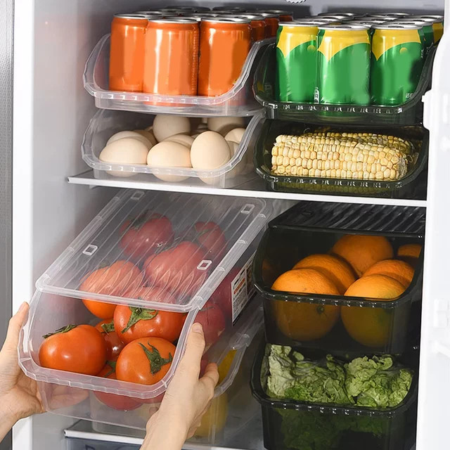 WORTHBUY Kühlschrank-Aufbewahrungsbox mit Deckel, stapelbare Organizer-Box für die Küche, transparent - Bild 1