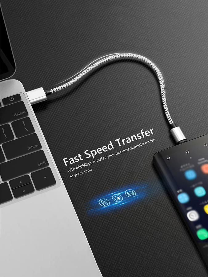 USB A zu Typ C Ladekabel Set aus geflochtenem Nylon für Android Smartphones wie Samsung und Xiaomi, Schnellladekabel und Datenkabel, Lila - Bild 3