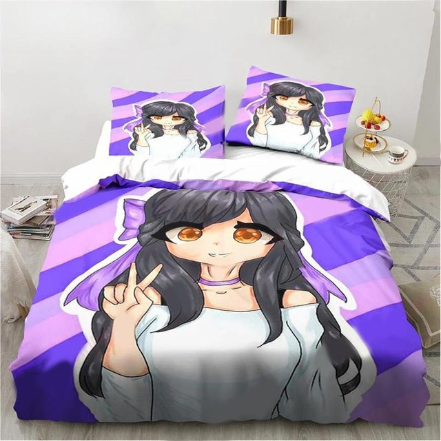 Aphmau Bettwäsche-Set mit Flügel-Cartoon-Motiv für Einzel-, Doppel- oder King-Size-Betten, inklusive Bettbezug und Kissenbezug, B/H: 180 x 210 cm - Bild 1