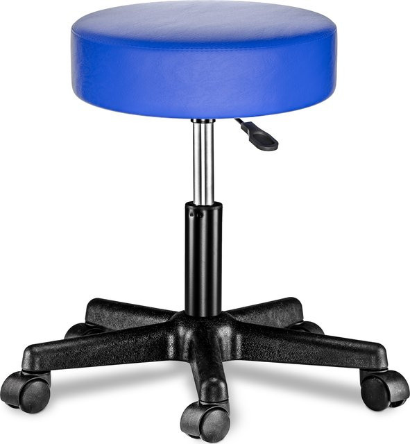 Casaria Rollhocker aus Kunstleder in Blau, 360 Grad drehbar mit Rollen für Büro und Arbeitsplatz - Bild 1