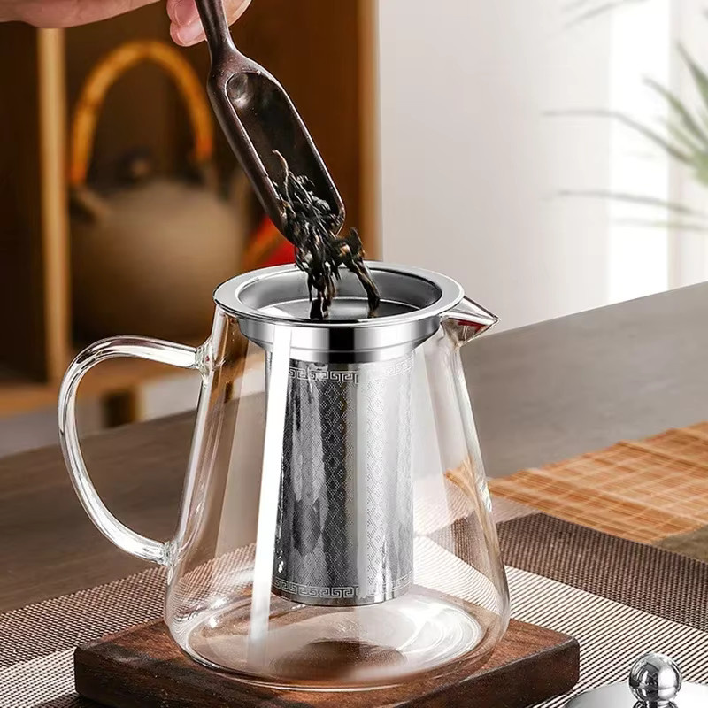 Hitzebeständige Glas-Teekanne mit Edelstahl-Teesieb in Transparent, 450 ml - Bild 4