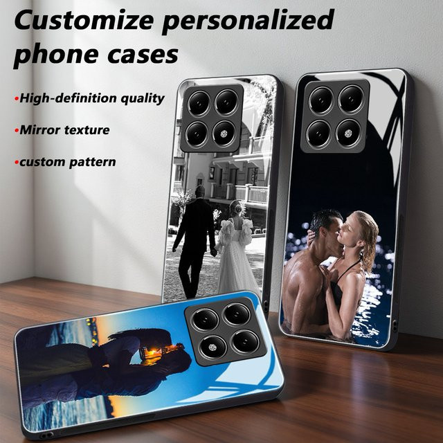 Personalisierte Fotospiegel Handyhülle aus Glas für Xiaomi 14, 14 Pro, 14 Ultra, 14T und 14T Pro in Schwarz und Multicolour - Bild 1
