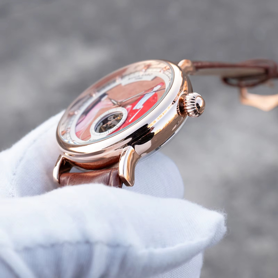 NH&CO Automatik-Armbanduhr, Messing, Roségold, Leder, Herren - Bild 2