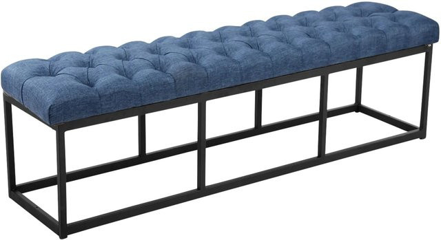 DELUKE Sitzbank MEXICO Polsterbank aus Stoff in Blau, gesteppt, B/T/H: 150 x 38 x 46 cm - Bild 1