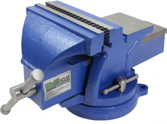 TRUTZHOLM Schraubstock Parallel 360 Grad drehbar mit Amboss in Blau, Spannweite: 150 mm - Bild 1