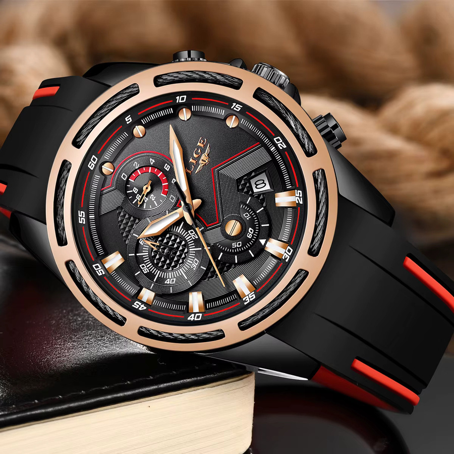 LIGE Armbanduhr Quarz, Silikon, Blau, Herren - Bild 4