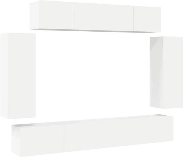 vidaXL 6-teiliges TV-Schrank-Set Weiß aus Holzwerkstoff für dein Wohnzimmer, Wandmontage, B/T/H: 100 x 30 x 30 cm, 30,5 x 30 x 90 cm und 80 x 30 x 30 cm - Bild 1