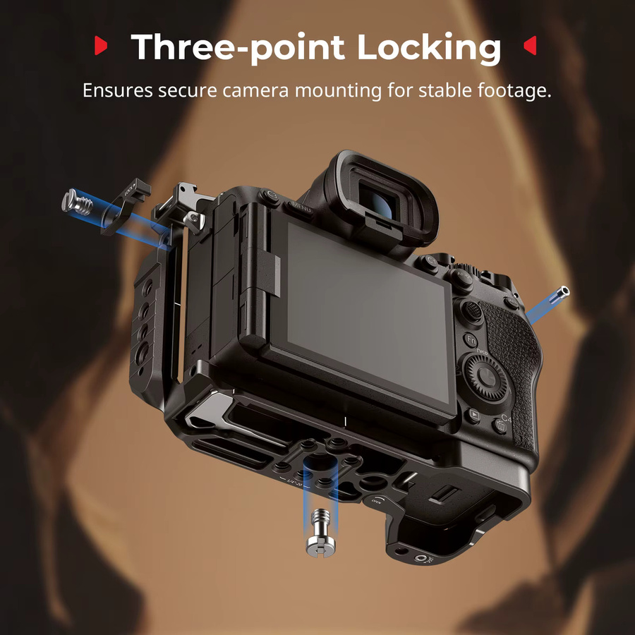 SmallRig HawkLock Schnellwechselkäfig für Sony Alpha 7 V, A7R V und A7 IV in Schwarz mit Kabelklemme und Arca-Swiss Schnellwechselplatte - Bild 2