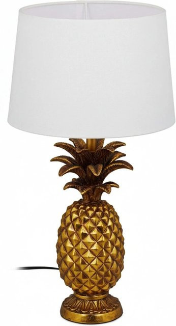 Relaxdays Tischlampe Ananas in Gold und Weiß aus Polyresin, Höhe: 54 cm, Breite: 30 cm, Tiefe: 30 cm - Bild 1