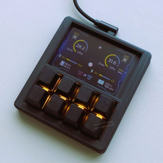 Programmierbare 8-Tasten Makro-Pad Desktop-Konsole mit 3,5-Zoll LCD-Display DIY Schnelltastatur in Schwarz oder Weiß - Bild 1