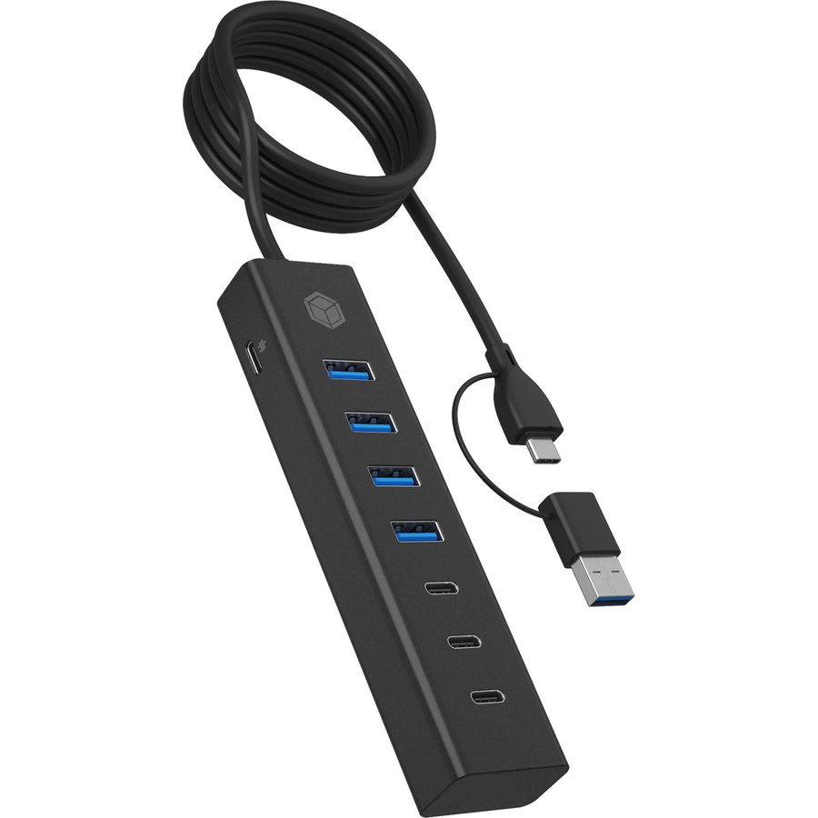ICY BOX USB-Hub IB-HUB1737-C3 mit USB-C und USB-A in Schwarz - Bild 1