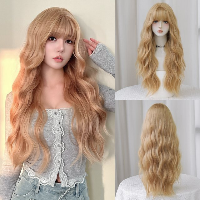 7JHH WIGS Perücke, Pink-Blond, Wasserwellen, Damen - Bild 1
