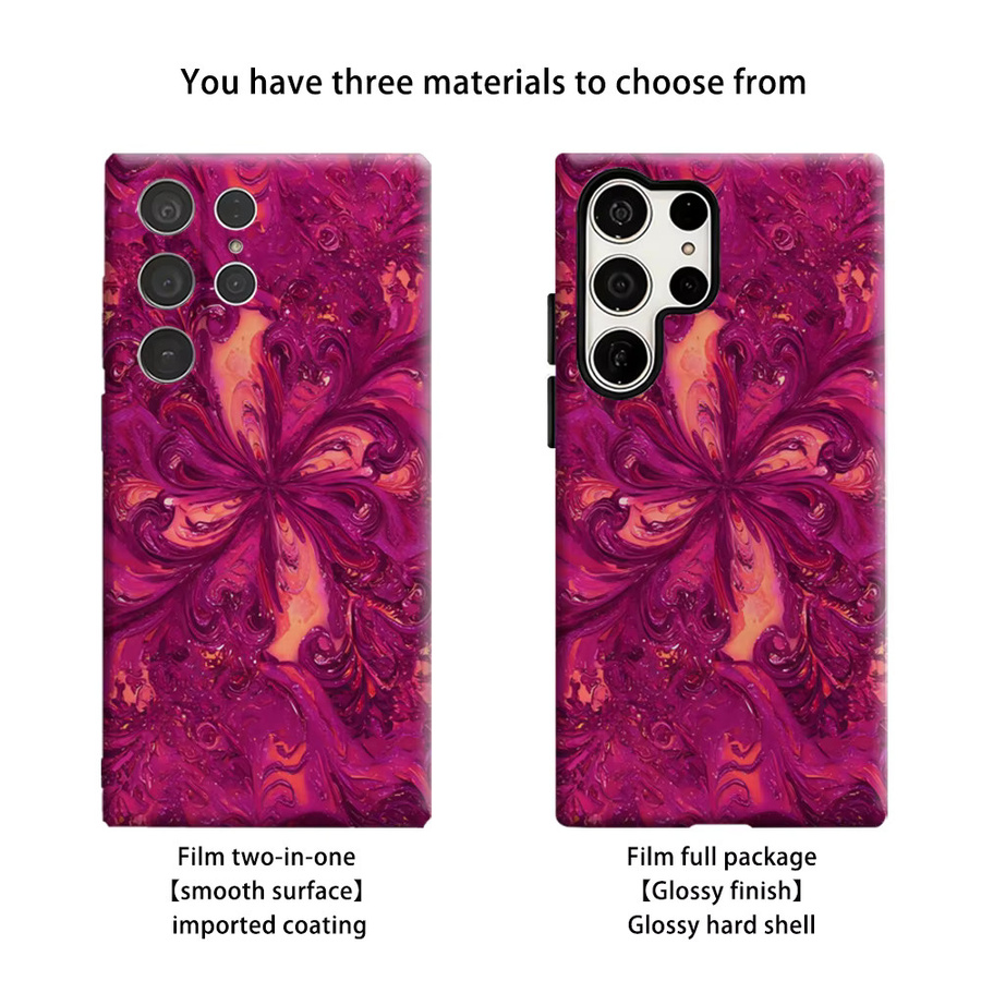 Stoßfeste Doppelschicht Handyhülle Magenta Swirl für Samsung Galaxy S25 Ultra, S24 und S23 Ultra Plus in Pink und Purple - Bild 2