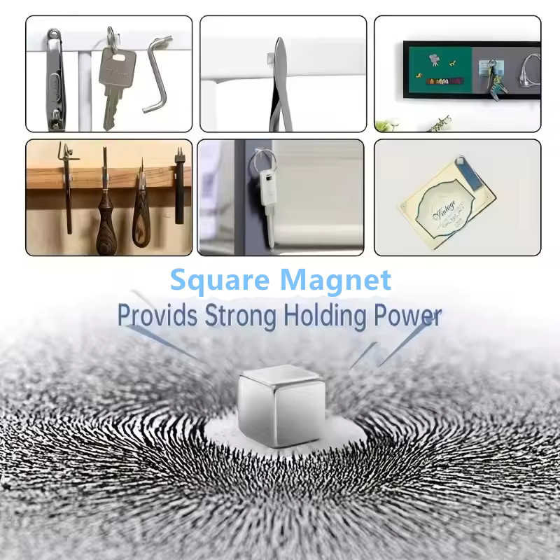Mognot Quadratischer Magnethaken Push-Pin in Silber für Kühlschrank und Büro - Bild 2