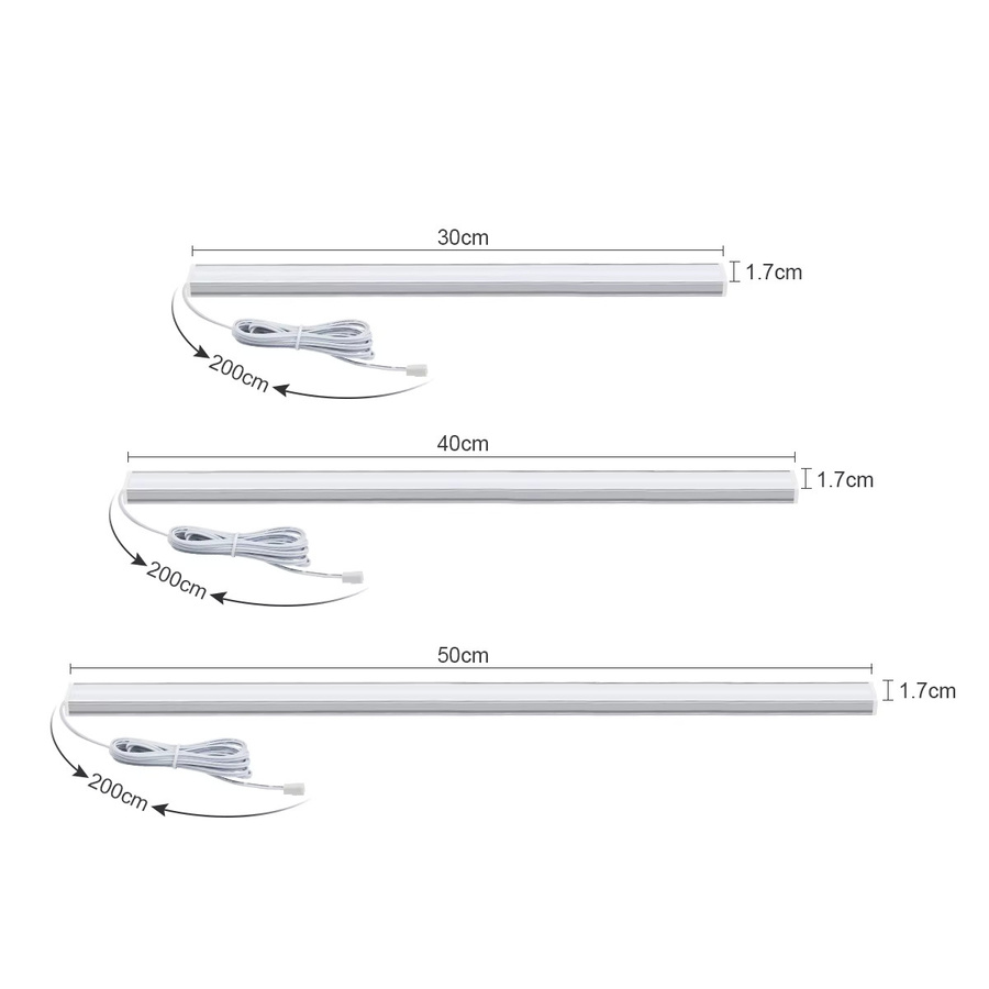 Lcamaw LED-Lichtleiste aus Aluminium in Weiß, stufenlos dimmbar mit Touch-Schalter und Sensor, 12 V, ideal als Schrankbeleuchtung oder TV-Hintergrundbeleuchtung - Bild 2