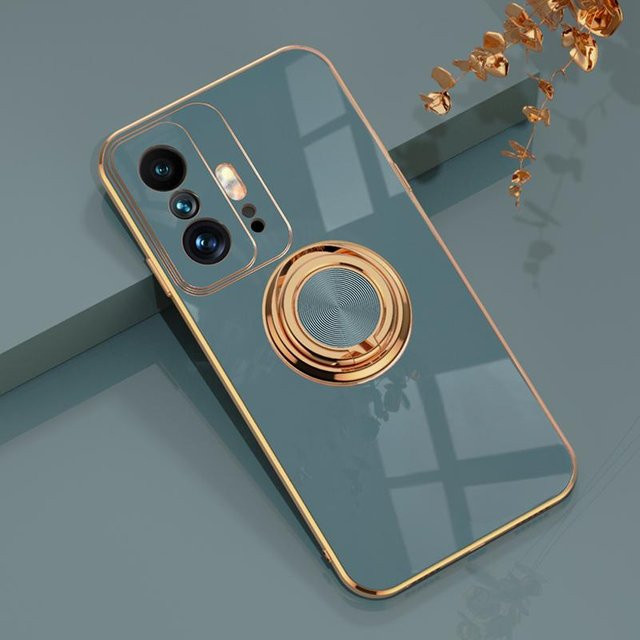 Silikonhülle mit Magnetabdeckung und Ringhalterständer für Xiaomi Mi 11T, 10T Pro, 12 und 12X in Grau - Bild 1