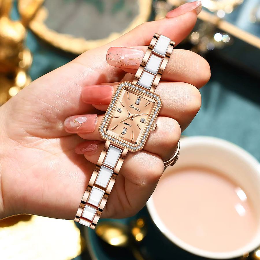 LIGE Armbanduhr Edelstahl, Quarz, Eckig, Silber, Damen - Bild 3