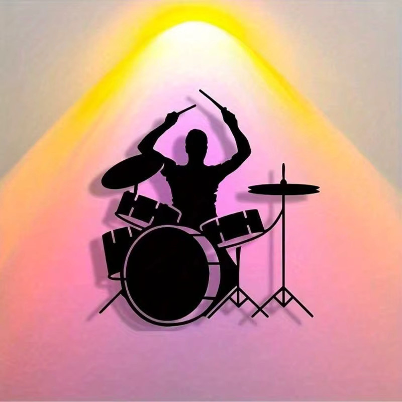 CIFBUY Schlagzeuger Silhouette Metall Wandskulptur in Schwarz, abstrakte Wanddekoration für Musikliebhaber - Bild 4