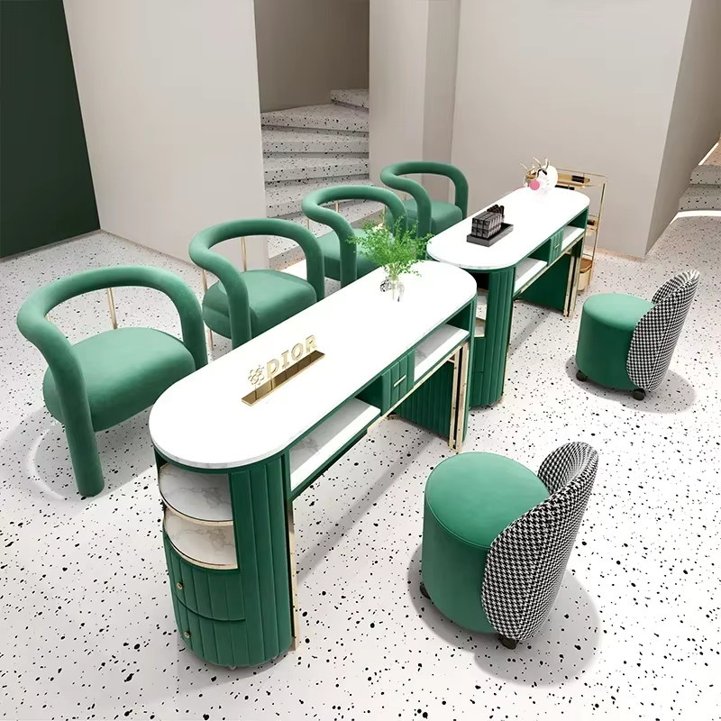 MLG Nageltisch mit integrierten Saugtischen für Maniküre und Schminktisch als Salonmöbel - Bild 2