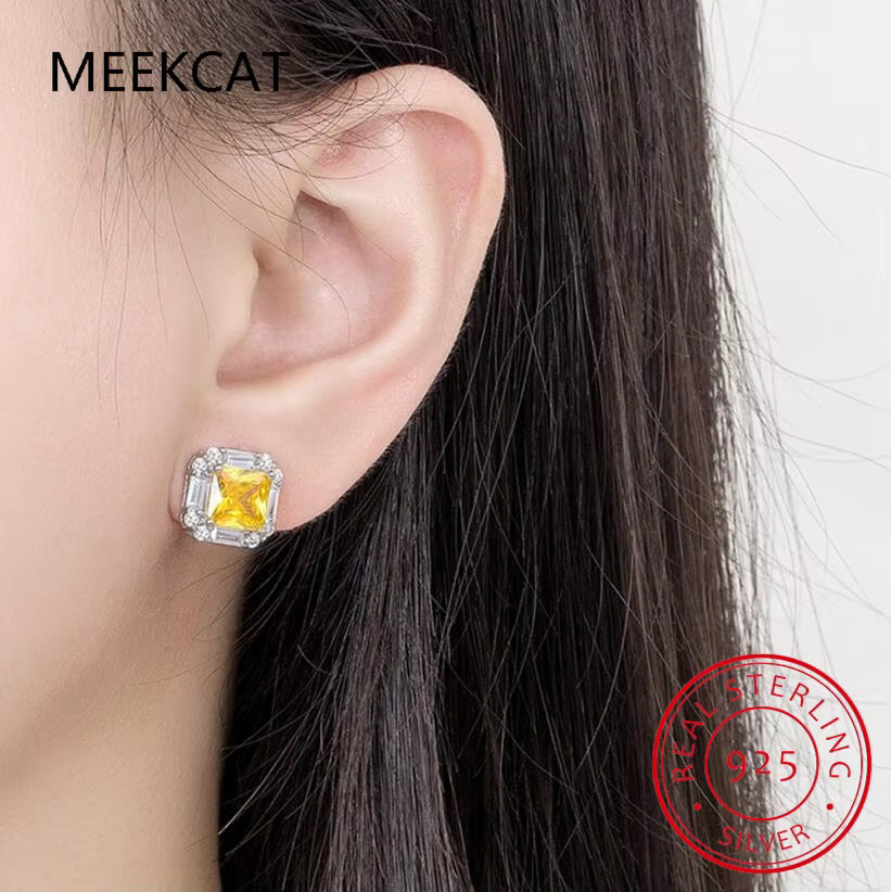 MEEKCAT Ohrstecker 925 Silber, Diamant, 18 Karat vergoldet, Damen - Bild 3