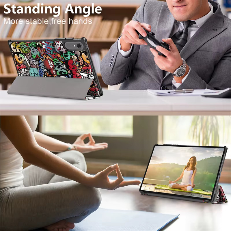 Lenovo Xiaoxin Pad Pro 13 Hülle TB376FC und TB378FC Magnetische Leder-Smart-Hülle mit bemaltem Design in Gold und Multicolour - Bild 5