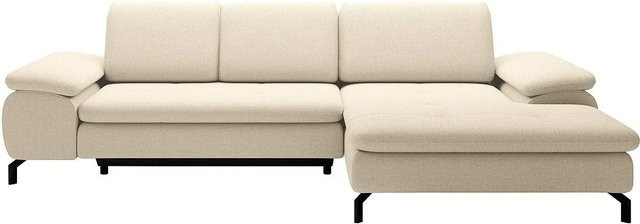Vente-unique Schlafsofa Archibald L-Form in Beige mit Schlaffunktion und Strukturstoff - Bild 1