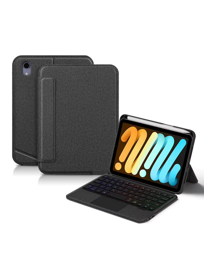 AJIUYU TouchPad-Tastaturhülle mit Hintergrundbeleuchtung für iPad Mini 7 A17 Pro 2024 und iPad Mini 6 8,3 Zoll, abnehmbares Smart Cover, Schwarz - Bild 7