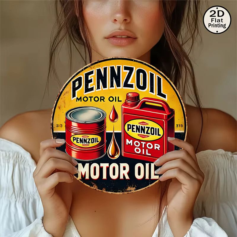 Potdemiel Vintage-Wimpzoil-Motoröl-Metallschild mit rotem Dosen-Design, B/B: 20,3 x 20,3 cm - Bild 3