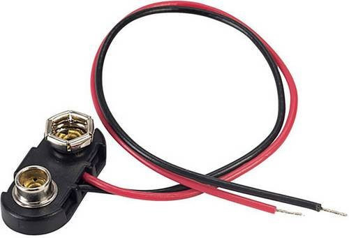 TRU COMPONENTS 18-0094 Batterieclip für 1x 9V Block mit Druckknopfanschluss, Schwarz, B/T/H: 24,5 x 11,8 x 7,3 mm - Bild 1