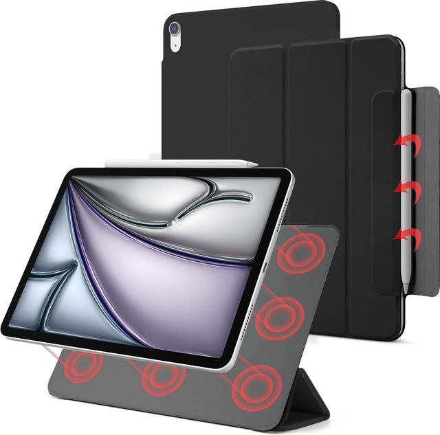 Apple iPad Pro 13 Hülle und iPad Air 11 Hülle mit magnetischer Befestigung und dreifach faltbarem Stand, erhältlich in Schwarz und Lila - Bild 1